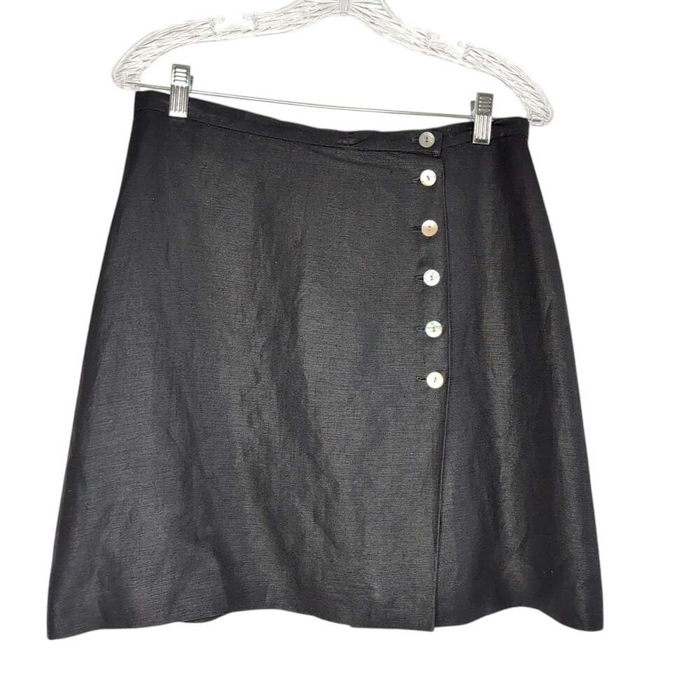 Vintage Breeches Black Linen/Rayon Skirt Button Detail Size 13 Classic Retro